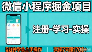 微信小程序掘金项目,项目很简单,5分钟就能学会上手操作,实操7天賺了1700+【揭秘】-聊项目