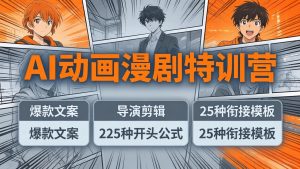 AI动画漫剧特训营:爆款文案+导演剪辑:225种开头公式+25种衔接模板,两小时剪电影级大片-聊项目