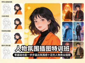 人物氛围插图特训班,零基础也能一步步画出氛围感十足的人物商业插图-聊项目