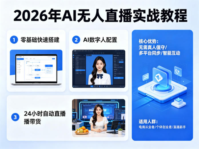 2026年AI无人直播实战教程,零基础也能快速搭建AI数字人无人直播间,实现24小时自动直播带货