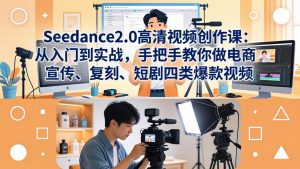 Seedance2.0高清视频创作课:从入门到实战,手把手教你做电商、宣传、复刻、短剧四类爆款视频-聊项目