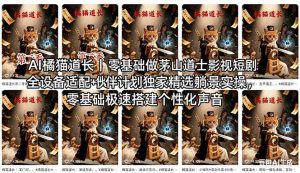 AI橘猫道长茅山道士短剧教程｜零基础傻瓜式操作，AI一键生成古风玄幻爆款短视频快速变现-聊项目