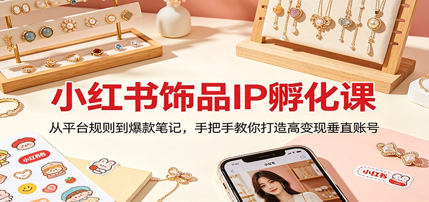 小红书饰品IP孵化课：从平台规则到爆款笔记，手把手教你打造高变现垂直账号-聊项目