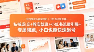 短视频IP私教实战班｜小红书流量引爆+私域成交+带徒盈利，专属陪跑，小白也能快速起号-聊项目
