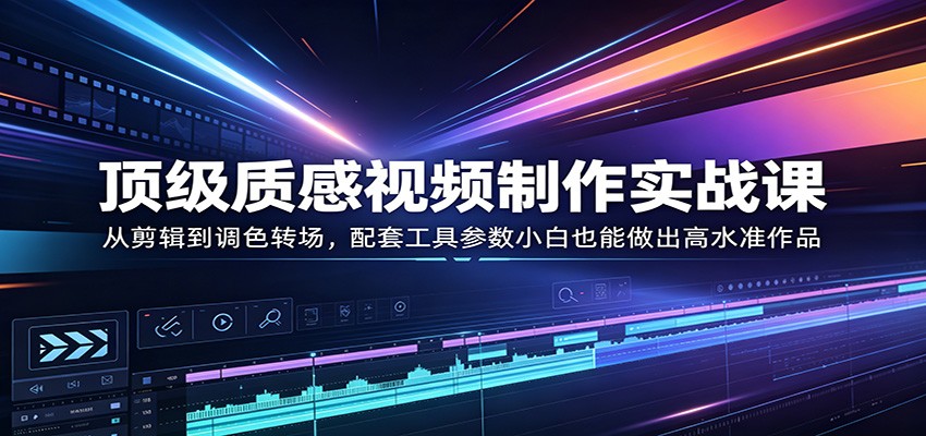 顶级质感视频制作实战课：从剪辑到调色转场，配套工具参数小白也能做出高水准作品-聊项目