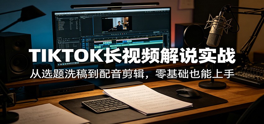TIKTOK长视频解说实战：从选题洗稿到配音剪辑，零基础也能上手-聊项目