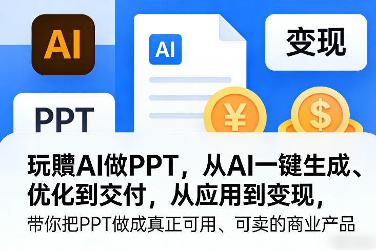 玩賺AI做PPT，从AI一键生成、优化到交付，从应用到变现，带你把PPT做成真正可用、可卖的商业产品(更新0513)-聊项目