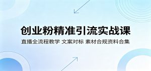 创业粉精准引流实战课：直播全流程教学，文案对标，素材合规资料合集-聊项目
