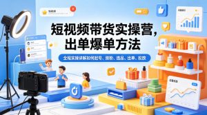 短视频带货实操营，出单爆单方法，全程实操讲解如何起号、涨粉、选品、出单、投放(更新0515)-聊项目