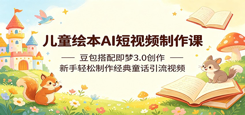 儿童绘本AI短视频制作课：豆包搭配即梦3.0创作，新手轻松制作经典童话引流视频-聊项目