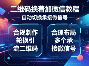二维码换着加微信教程，自动切换承接微信号，合规制作轮换引流二维码，合理布局多个承接微信号-聊项目