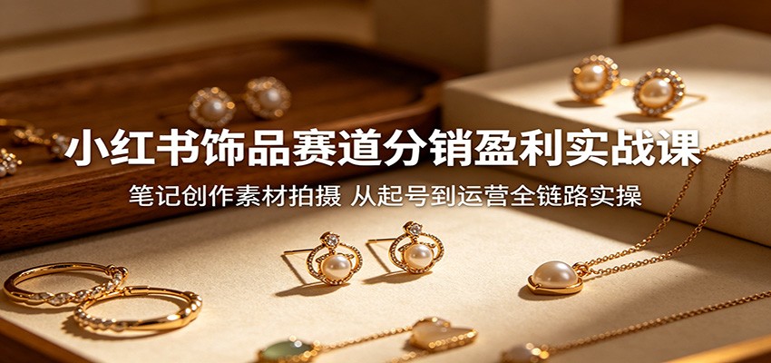 小红书饰品赛道分销盈利实战课：笔记创作素材拍摄，从起号到运营全链路实操-聊项目
