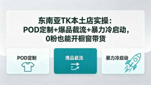 东南亚TK本土店实操-5月更新：POD定制+爆品截流+暴力冷启动，0粉也能开橱窗带货-聊项目