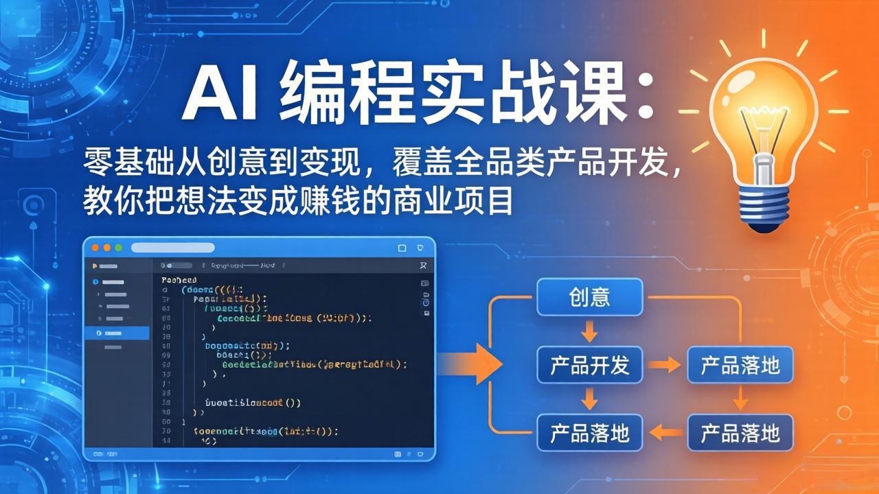 AI编程实战课-第三期-5月9更新：零基础从创意到变现，覆盖全品类产品开发，把想法变成赚钱项目-聊项目