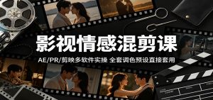 影视情感混剪课：AE/PR/剪映多软件实操，全套调色预设直接套用-聊项目
