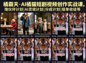 橘霸天·AI橘猫短剧视频创作实战课，撸伙伴计划|AI灵境计划|分成计划|接单收徒等-聊项目
