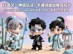 抖音又一神级玩法，卡通绒耀幼稚园短片，3个作品吸粉25.6W，轻松获赞300W+普通人也能复制-聊项目