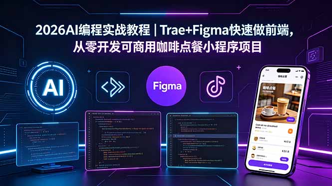 2026AI编程实战教程｜Trae+Figma快速做前端，从零开发可商用咖啡点餐小程序项目-聊项目