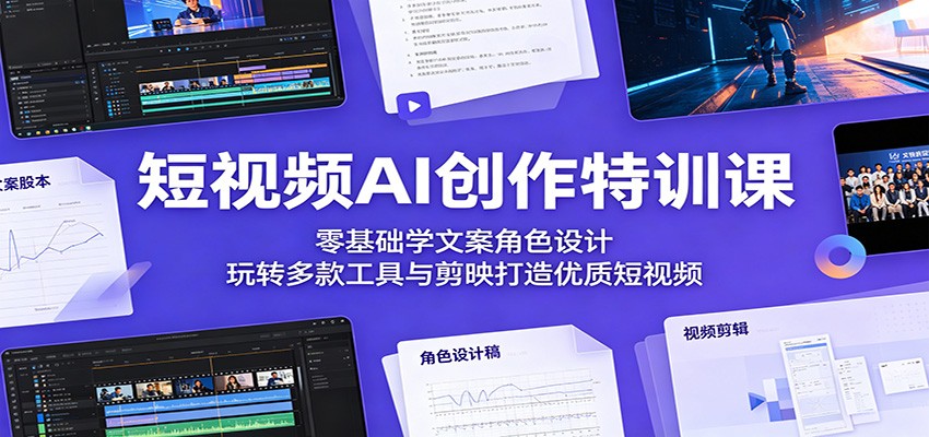 短视频AI创作特训课：零基础学文案角色设计，玩转多款工具与剪映打造优质短视频-聊项目