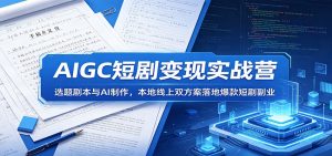 AIGC短剧变现实战营：选题剧本与AI制作，本地线上双方案落地爆款短剧副业-聊项目