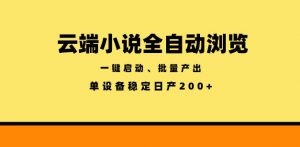 云端小说全自动浏览阅读，一键启动、批量产出，单设备稳定产出200+【揭秘】-聊项目