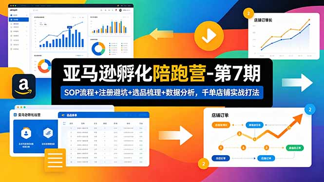 亚马逊孵化陪跑营-第7期：SOP流程+注册避坑+选品梳理+数据分析，千单店铺实战打法-聊项目