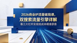 2026商业IP流量破局课，双搜索流量引擎详解，靠三大杠杆实现低成本精准获客-聊项目