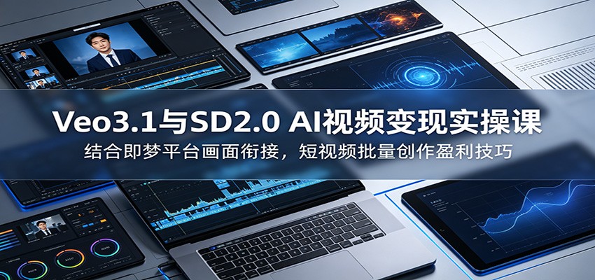 Veo3.1与SD2.0 AI视频变现实操课课：结合即梦平台画面衔接，短视频批量创作盈利技巧-聊项目