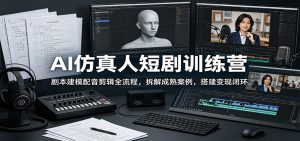 AI仿真人短剧训练营：剧本建模配音剪辑全流程，拆解成熟案例，搭建变现闭环-聊项目