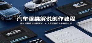 汽车垂类解说创作教程：爆款流量底层逻辑拆解，AI文案配音剪辑多赛道教学-聊项目