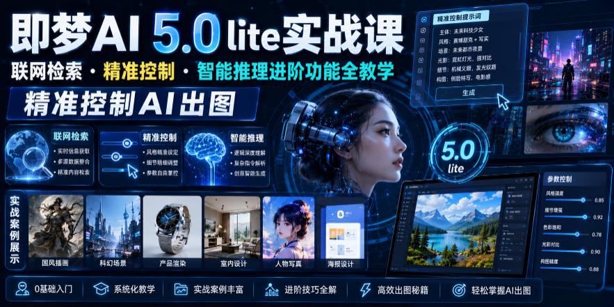 即梦AI 5.0 lite实战课，联网检索・精准控制・智能推理进阶功能全教学，精准控制AI出图-聊项目