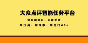 大众点评智能任务平台，全自动运行、无需手动，单价高、零成本、单窗口40+【揭秘】-聊项目