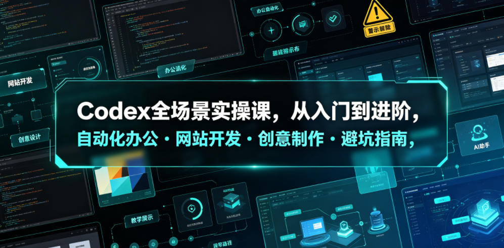 Codex全场景实操课，从入门到进阶，自动化办公・网站开发・创意制作・避坑指南，全流程教学-聊项目