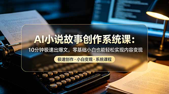 AI小说故事创作系统课：10分钟极速出爆文，零基础小白也能轻松实现内容变现-聊项目