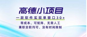 高德小项目，一款软件实现单窗口+、零成本、可矩阵、零人工、兼职全职均可、没有时间限制-聊项目